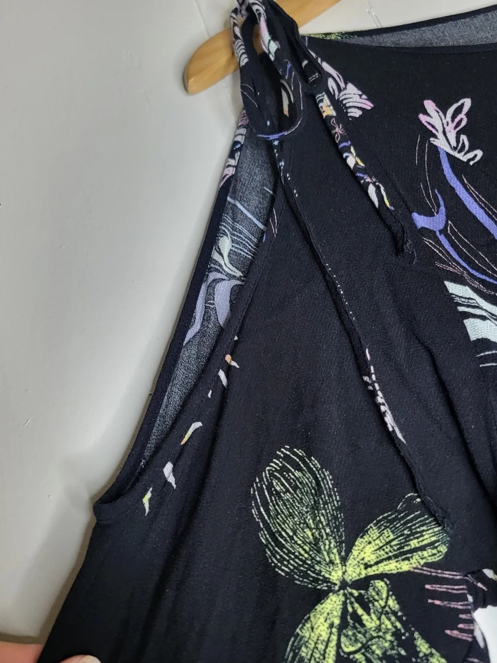 Free People Black Floral Cold-Shoulder Tunic - Picture 7 of 13
